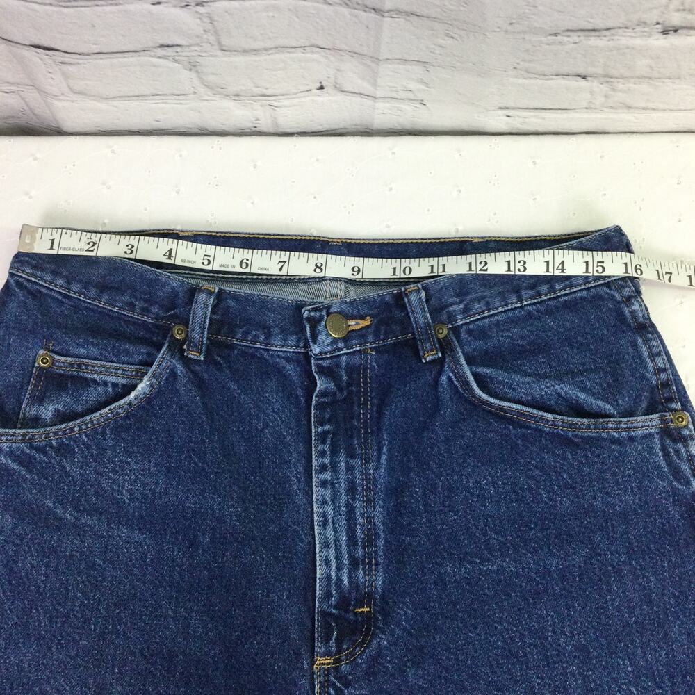 Wrangler Men's Cowboy Medium Wash 5 Pocket Cotton Straight Leg Blue Jeans 34 - Picture 8 of 10